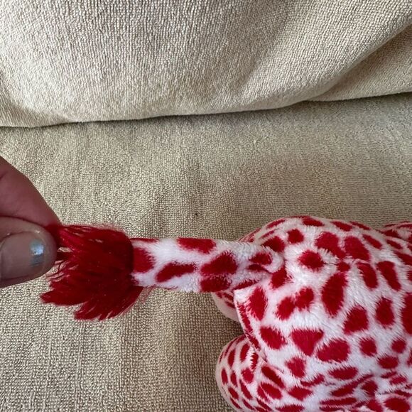 Stuffed Giraffe Small Pink and Red with Red Bow Cute Stuffie Great Gift Toy - Picture 5 of 10